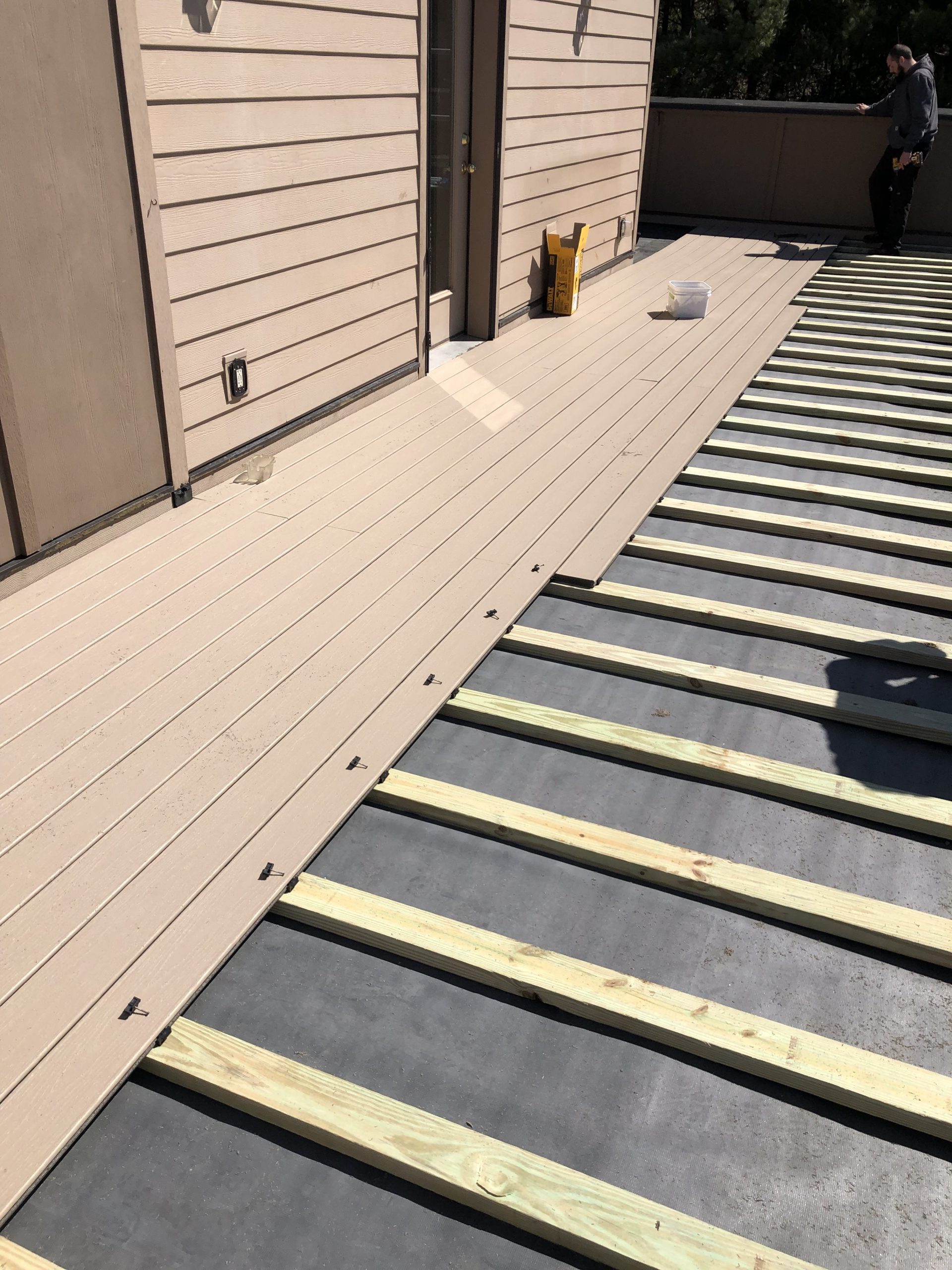 Roof deck and structural wood work in progress
