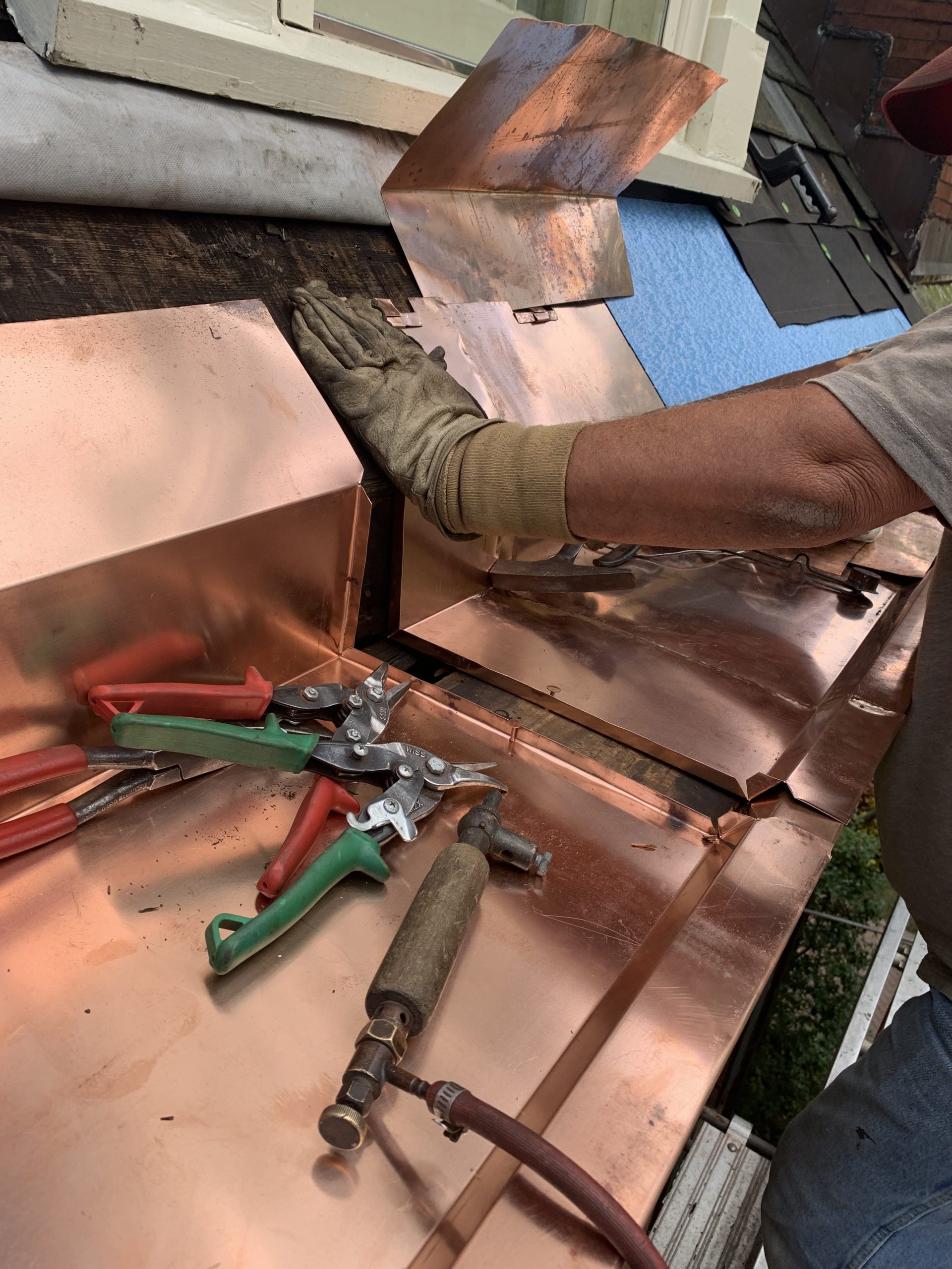 Copper Box Gutter Expansion Seam