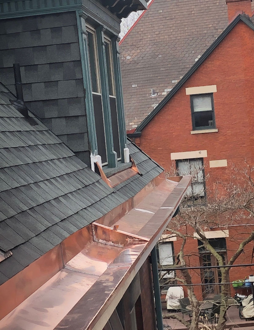 Copper Box Gutter with Asphalt